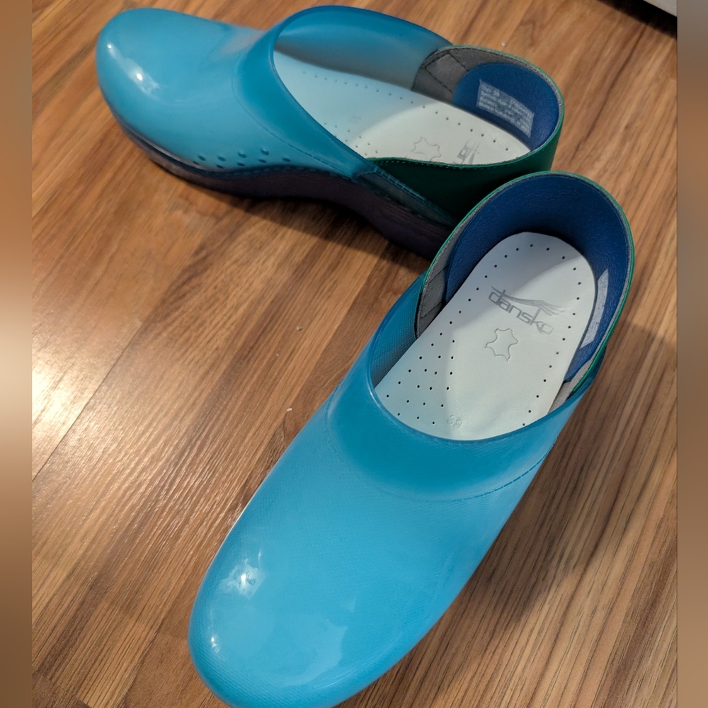 Dansko Blue Mules Seamless Water-Resistant Design